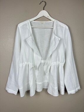 Eileen Fisher White 100% Irish Linen Jacket Blazer minimalist capsule